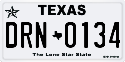 TX license plate DRN0134
