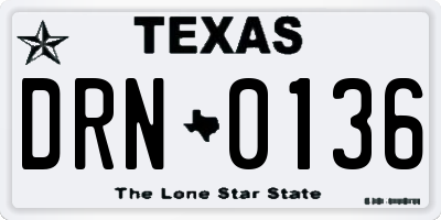TX license plate DRN0136