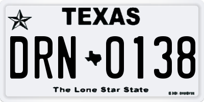 TX license plate DRN0138