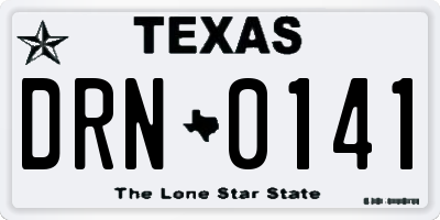 TX license plate DRN0141