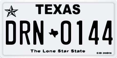 TX license plate DRN0144