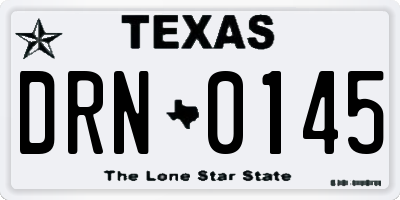 TX license plate DRN0145