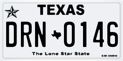 TX license plate DRN0146