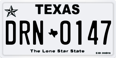 TX license plate DRN0147