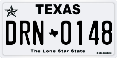 TX license plate DRN0148