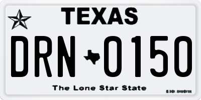 TX license plate DRN0150