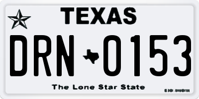 TX license plate DRN0153