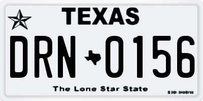 TX license plate DRN0156