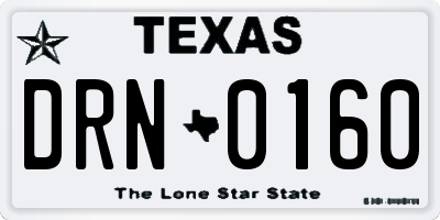 TX license plate DRN0160