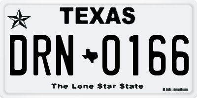TX license plate DRN0166