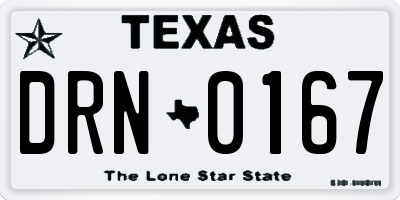 TX license plate DRN0167