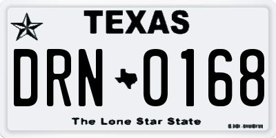 TX license plate DRN0168