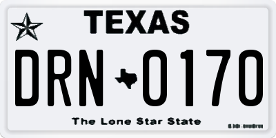 TX license plate DRN0170