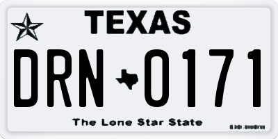 TX license plate DRN0171