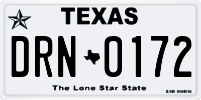 TX license plate DRN0172