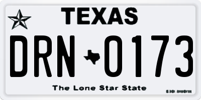 TX license plate DRN0173
