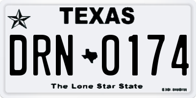 TX license plate DRN0174