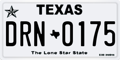 TX license plate DRN0175