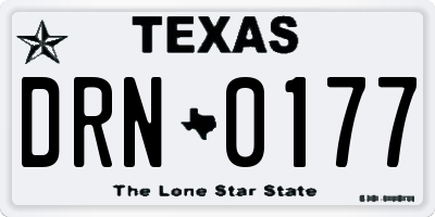 TX license plate DRN0177