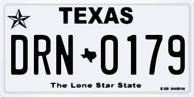 TX license plate DRN0179