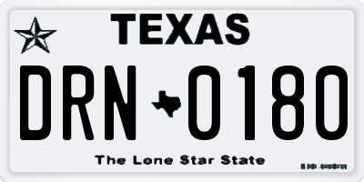 TX license plate DRN0180