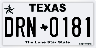 TX license plate DRN0181