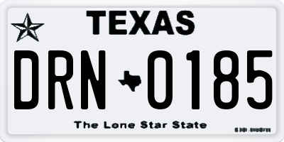 TX license plate DRN0185