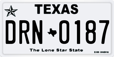 TX license plate DRN0187