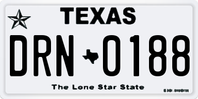 TX license plate DRN0188