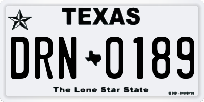 TX license plate DRN0189