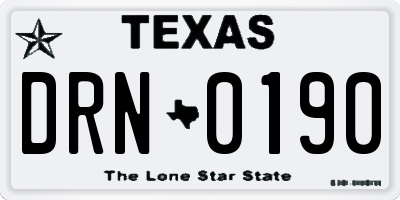 TX license plate DRN0190