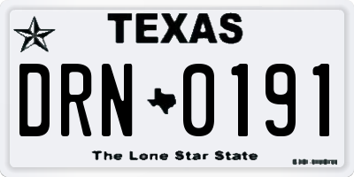 TX license plate DRN0191