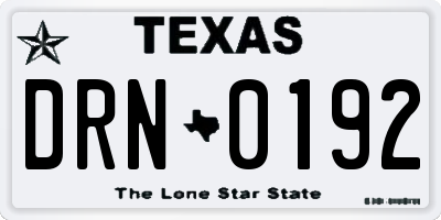 TX license plate DRN0192