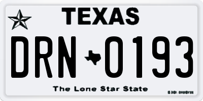 TX license plate DRN0193