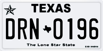TX license plate DRN0196