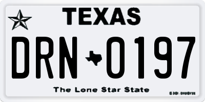 TX license plate DRN0197