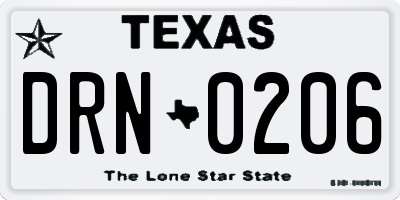 TX license plate DRN0206
