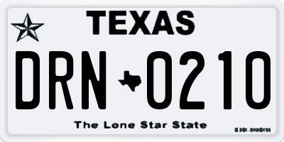 TX license plate DRN0210
