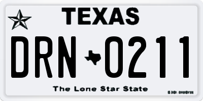 TX license plate DRN0211