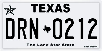 TX license plate DRN0212