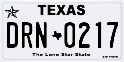 TX license plate DRN0217