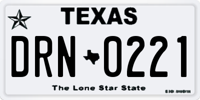 TX license plate DRN0221