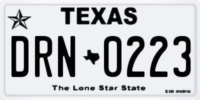 TX license plate DRN0223