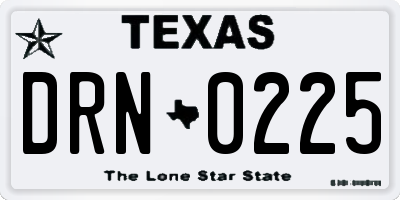 TX license plate DRN0225