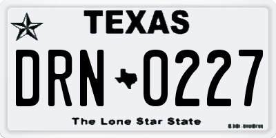 TX license plate DRN0227