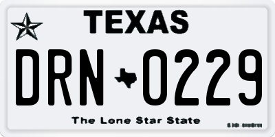TX license plate DRN0229