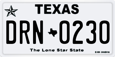 TX license plate DRN0230