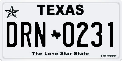 TX license plate DRN0231