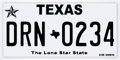 TX license plate DRN0234