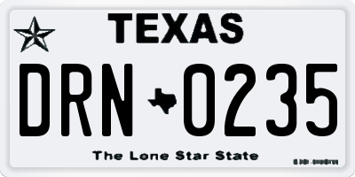 TX license plate DRN0235